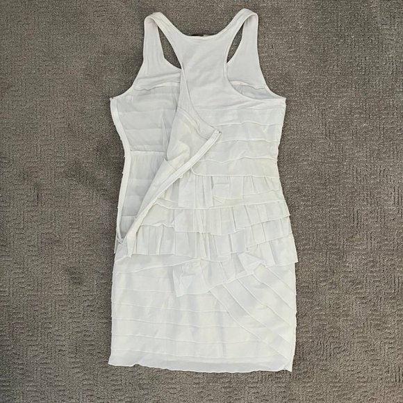 BCBG Maxazria White Knee Length Layered Ruffle Dress - Picture 4 of 7